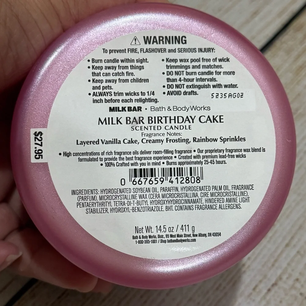 NWT Bath & Body Works Milk Bar Birthday Cake Candle 3 Wick BBW